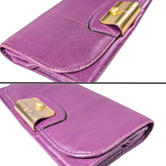 Coach Kristin Purple Leather Long Folding Continental Wallet READ - Picture 11 of 11